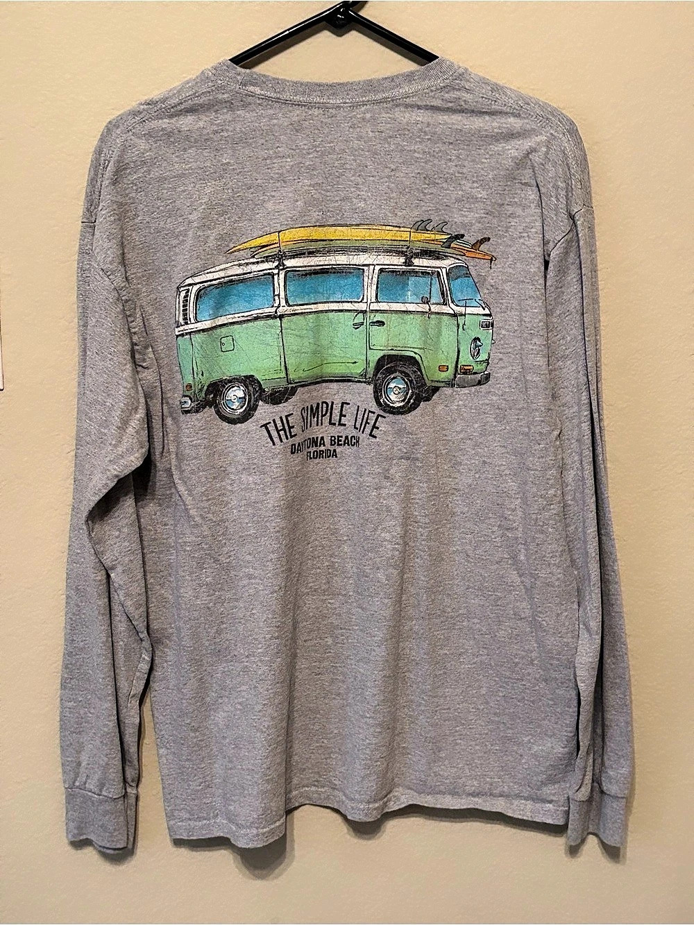 The Simple Life Long Sleeve Graphic Tee in Gray - Size Large